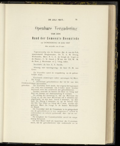 Raadsnotulen Heemstede 1927-07-28