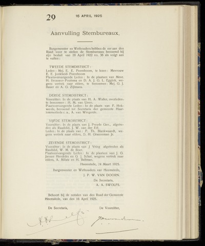 Raadsnotulen Heemstede 1925-04-16
