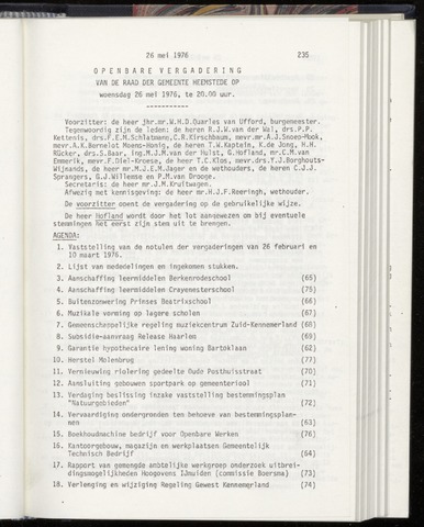 Raadsnotulen Heemstede 1976-05-26