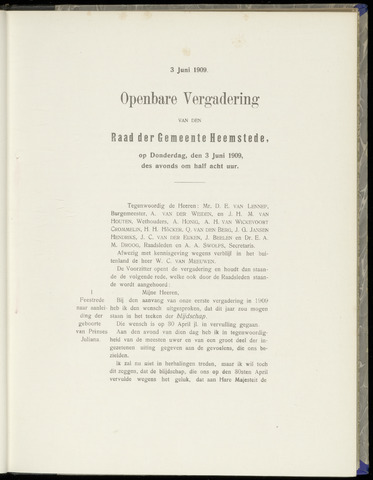 Raadsnotulen Heemstede 1909-06-03