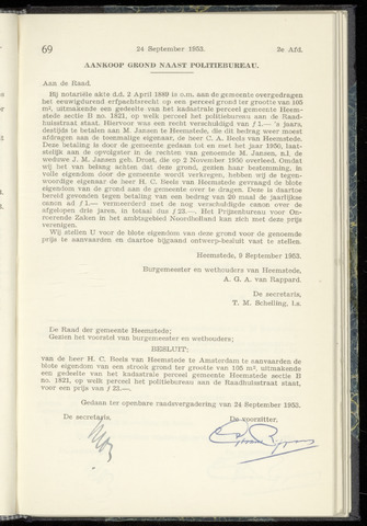 Raadsnotulen Heemstede 1953-09-24