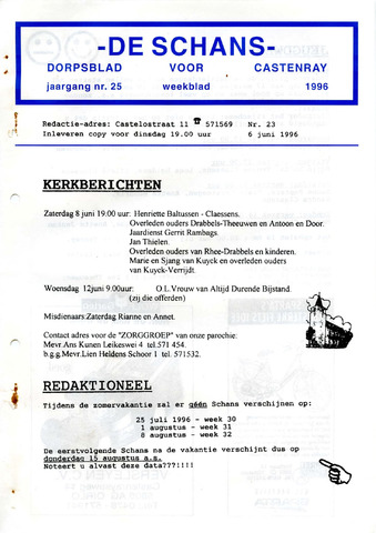 Castenrays dorpsblad De Schans 1996-06-06