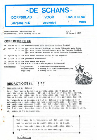 Castenrays dorpsblad De Schans 1988-01-15
