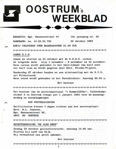 Oostrum's Weekblad 1983-10-20