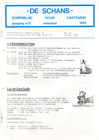 Castenrays dorpsblad De Schans 1988-05-27