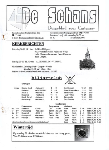 Castenrays dorpsblad De Schans 2006-10-25