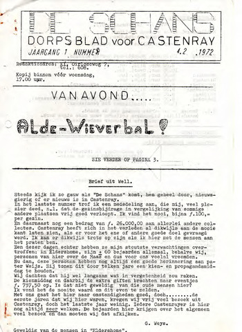 Castenrays dorpsblad De Schans 1972-02-04