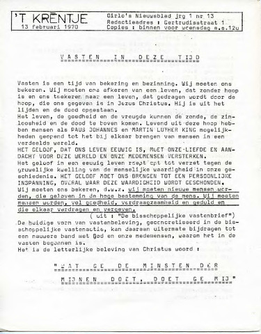 Oirlo's dorpsblad 't Krèntje 1970-02-13