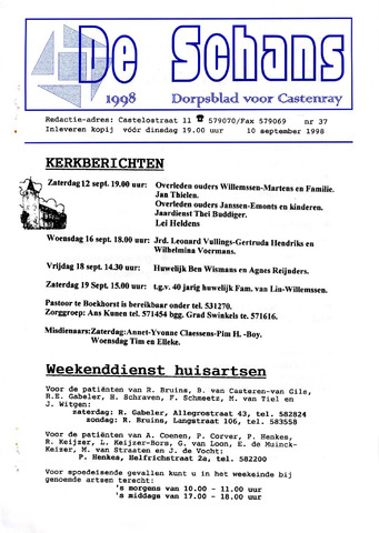 Castenrays dorpsblad De Schans 1998-09-10