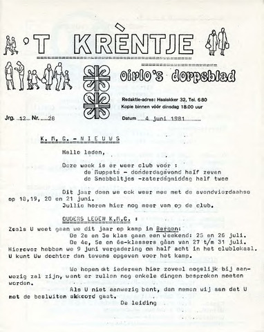 Oirlo's dorpsblad 't Krèntje 1981-06-04