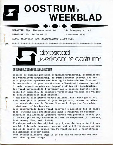 Oostrum's Weekblad 1985-10-17