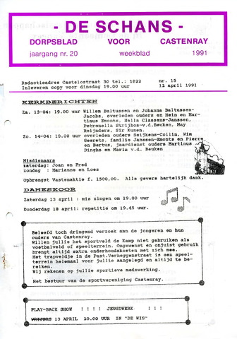Castenrays dorpsblad De Schans 1991-04-12