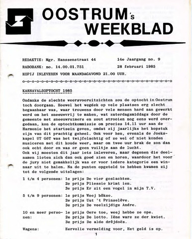 Oostrum's Weekblad 1985-02-28