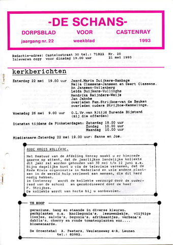 Castenrays dorpsblad De Schans 1993-05-21