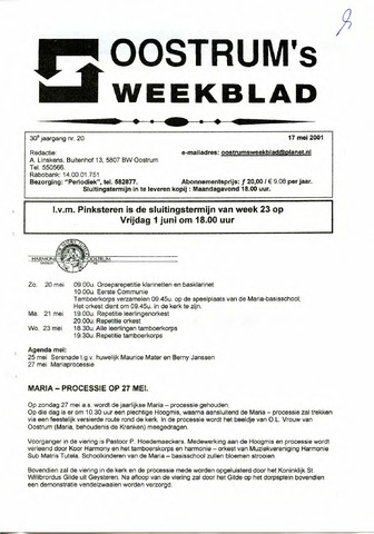 Oostrum's Weekblad 2001-05-17