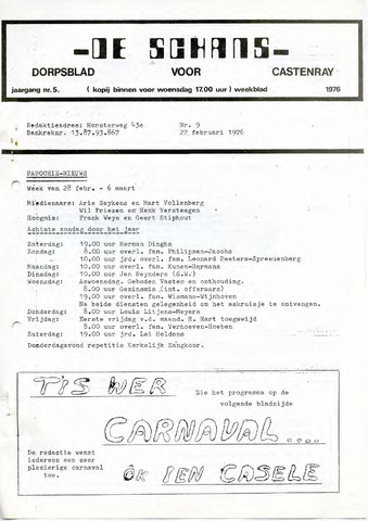 Castenrays dorpsblad De Schans 1976-02-27