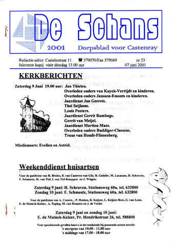 Castenrays dorpsblad De Schans 2001-06-07