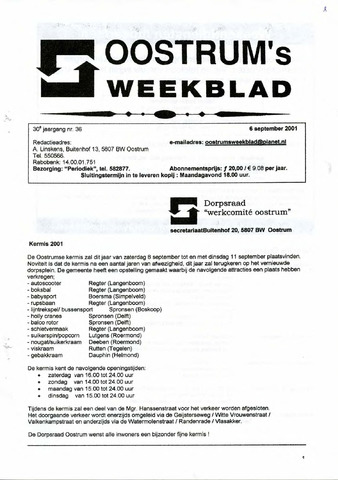 Oostrum's Weekblad 2001-09-06