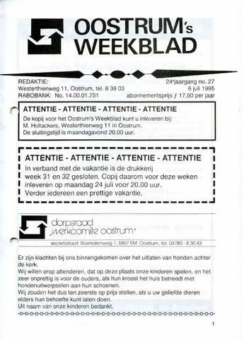 Oostrum's Weekblad 1995-07-06