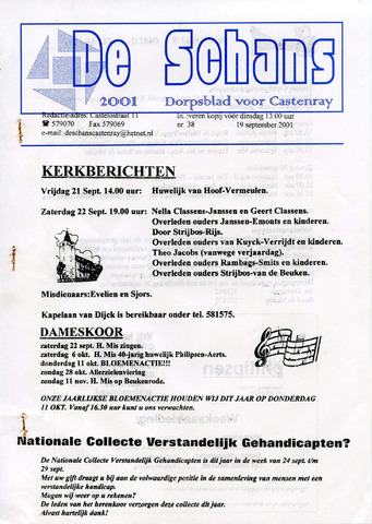 Castenrays dorpsblad De Schans 2001-09-19