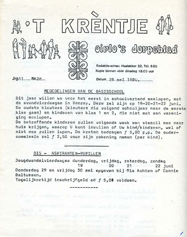 Oirlo's dorpsblad 't Krèntje 1980-05-29