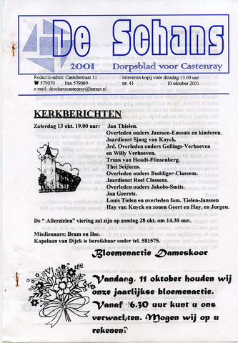 Castenrays dorpsblad De Schans 2001-10-10