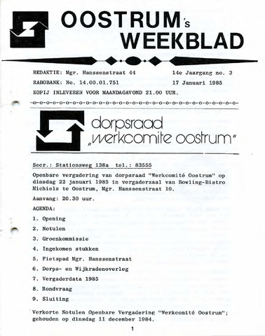 Oostrum's Weekblad 1985-01-17