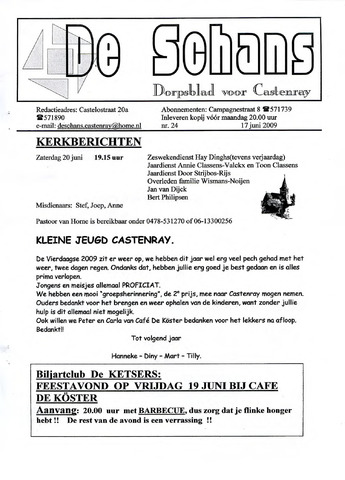 Castenrays dorpsblad De Schans 2009-06-17