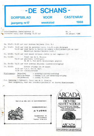 Castenrays dorpsblad De Schans 1988-01-29