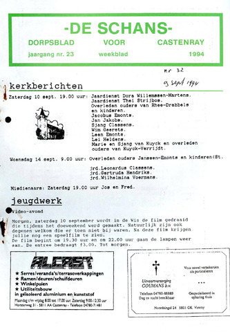 Castenrays dorpsblad De Schans 1994-09-09