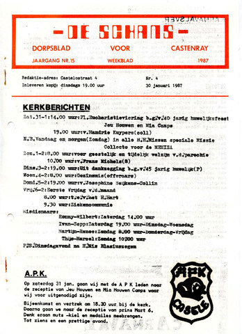 Castenrays dorpsblad De Schans 1987-01-30