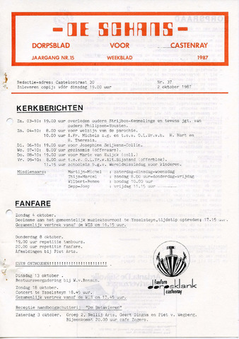 Castenrays dorpsblad De Schans 1987-10-02