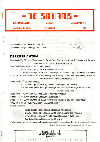 Castenrays dorpsblad De Schans 1987-06-05