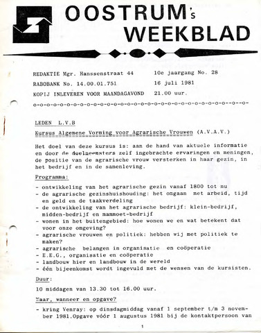 Oostrum's Weekblad 1981-07-16