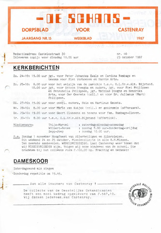 Castenrays dorpsblad De Schans 1987-10-23
