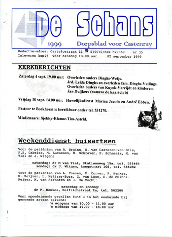 Castenrays dorpsblad De Schans 1999-09-02
