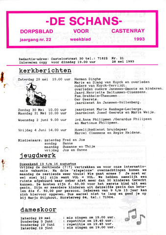Castenrays dorpsblad De Schans 1993-05-28