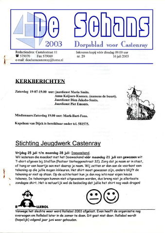 Castenrays dorpsblad De Schans 2003-07-16