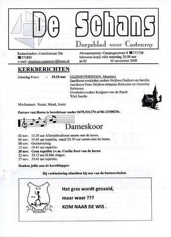 Castenrays dorpsblad De Schans 2008-11-05