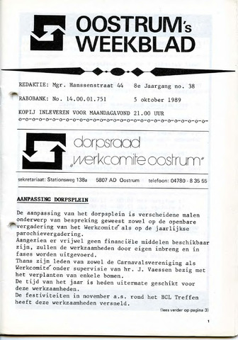Oostrum's Weekblad 1989-10-05