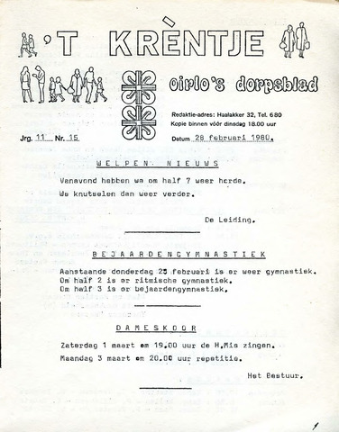 Oirlo's dorpsblad 't Krèntje 1980-02-28