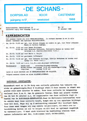 Castenrays dorpsblad De Schans 1988-10-21