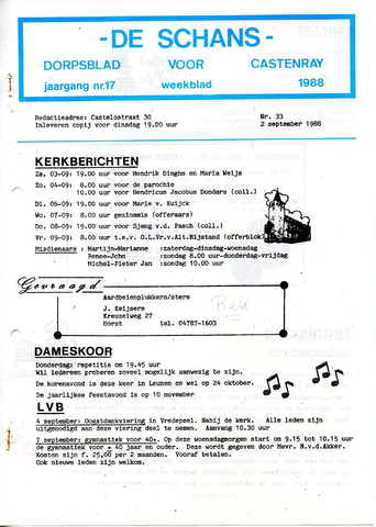 Castenrays dorpsblad De Schans 1988-09-02