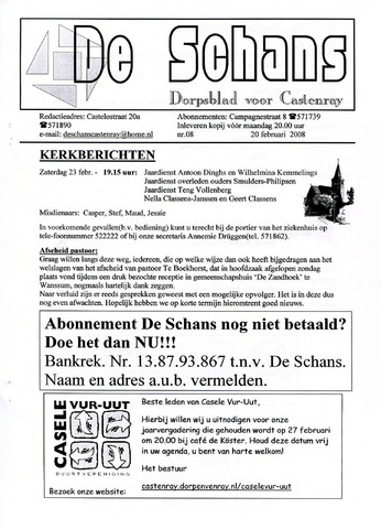 Castenrays dorpsblad De Schans 2008-02-20