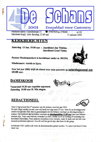 Castenrays dorpsblad De Schans 2001-01-11