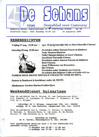 Castenrays dorpsblad De Schans 1999-08-26