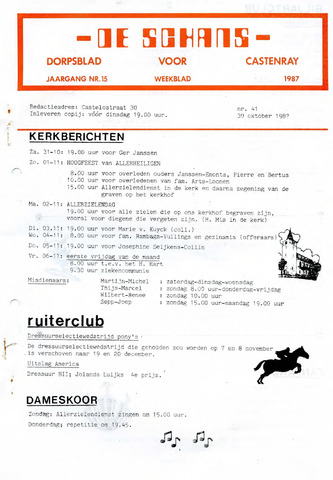 Castenrays dorpsblad De Schans 1987-10-30