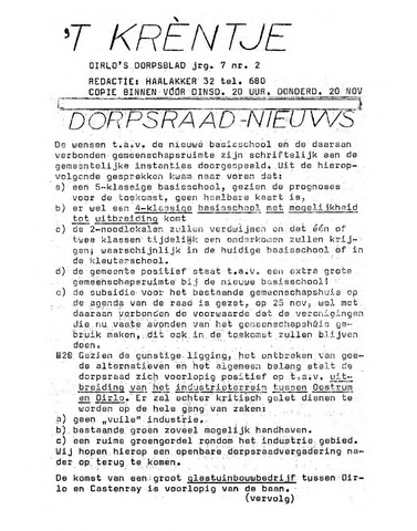 Oirlo's dorpsblad 't Krèntje 1975-11-20