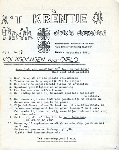 Oirlo's dorpsblad 't Krèntje 1980-09-04