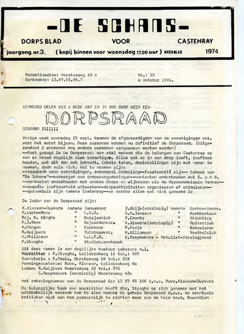 Castenrays dorpsblad De Schans 1974-10-04